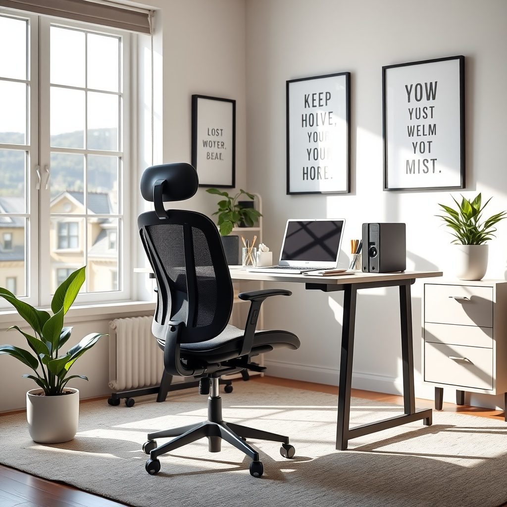 Ergonomic desk furniture setup